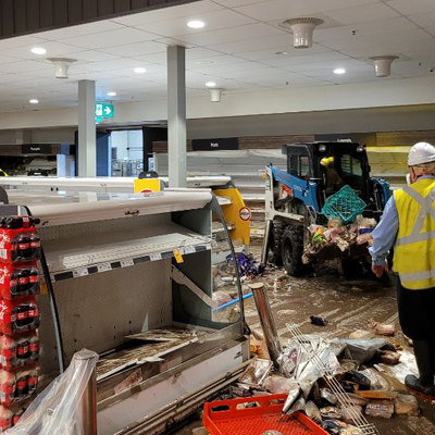 In progress photo of stock removal from the flood recovery job at Coles Toombul