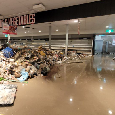 Rubbish pile from the flood recovery CSG completed for Coles Toombul